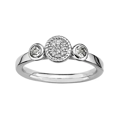 Personally Stackable Double White Topaz & Diamond-Accent Ring