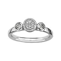 Personally Stackable Double White Topaz & Diamond-Accent Ring
