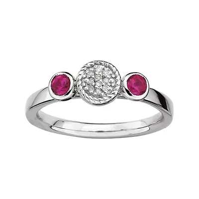 Personally Stackable Double Lab-Created Ruby & Diamond-Accent Ring