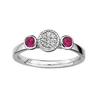 Personally Stackable Double Lab-Created Ruby & Diamond-Accent Ring