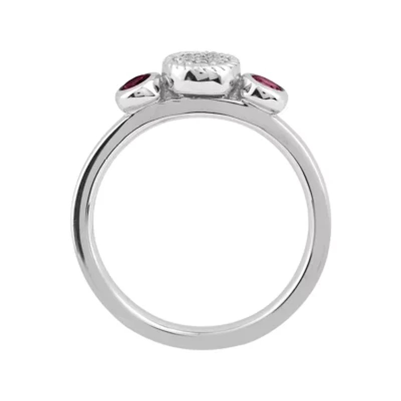 Personally Stackable Double Lab-Created Ruby & Diamond-Accent Ring