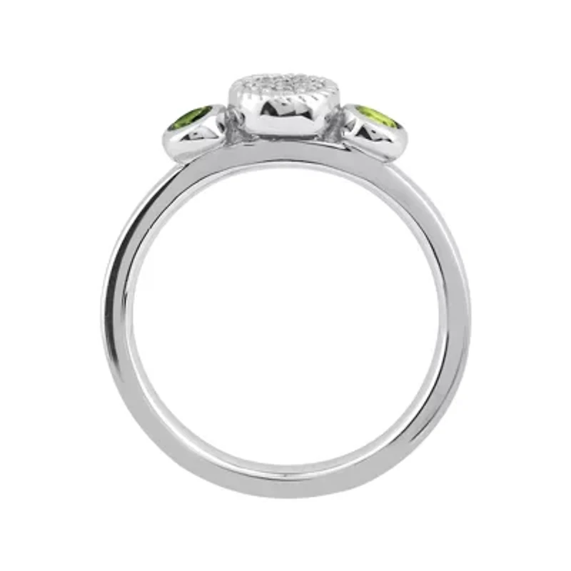 Personally Stackable Double Peridot & Diamond-Accent Ring