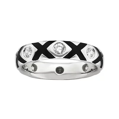 Personally Stackable Cubic Zirconia and Enamel Ring