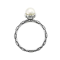 Personally Stackable Cultured Freshwater Pearl Patterned Ring