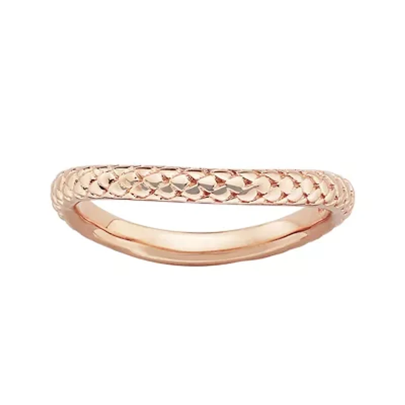 Personally Stackable 18K Rose Gold Over Sterling Silver Cable Wave Ring