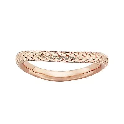 Personally Stackable 18K Rose Gold Over Sterling Silver Cable Wave Ring