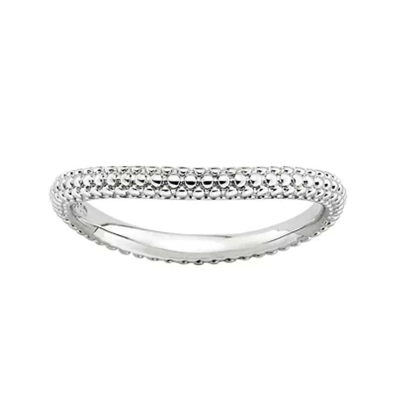 Personally Stackable Sterling Silver Beaded Dome Wave Ring