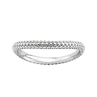 Personally Stackable Sterling Silver Beaded Dome Wave Ring