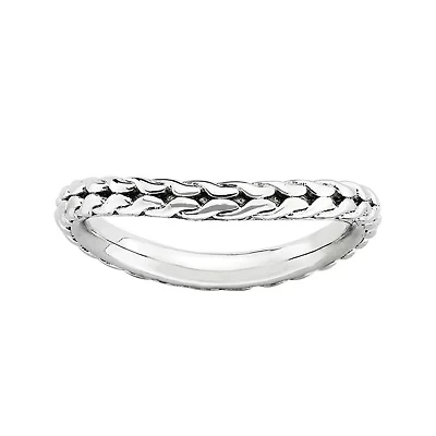 Personally Stackable Sterling Silver Woven Wave Ring
