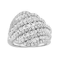 3 CT.T.W. Natural Diamond 10K White Gold Swirl Cocktail Ring