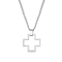 Mens Stainless Steel Cross 24 Inch Pendant Necklace