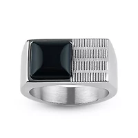 Mens 12MM Black Onyx Stainless Steel Band