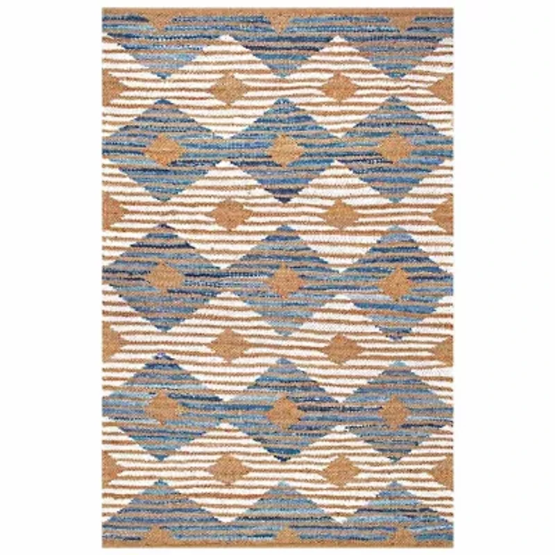 nuLoom Hand Braided Marla Denim And Jute DiamondsRug