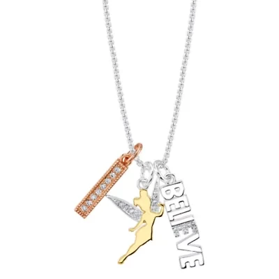 Disney Classics Womens Crystal Pure Silver Over Brass 18 Inch Pendant Necklace