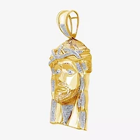 Jesus Christ Mens 1/2 CT. T.W. Natural White Diamond 14K Gold Over Silver Pendant