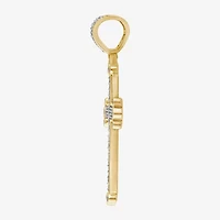 Mens 1/ CT. T.W. Natural White Diamond 10K Gold Cross Pendant