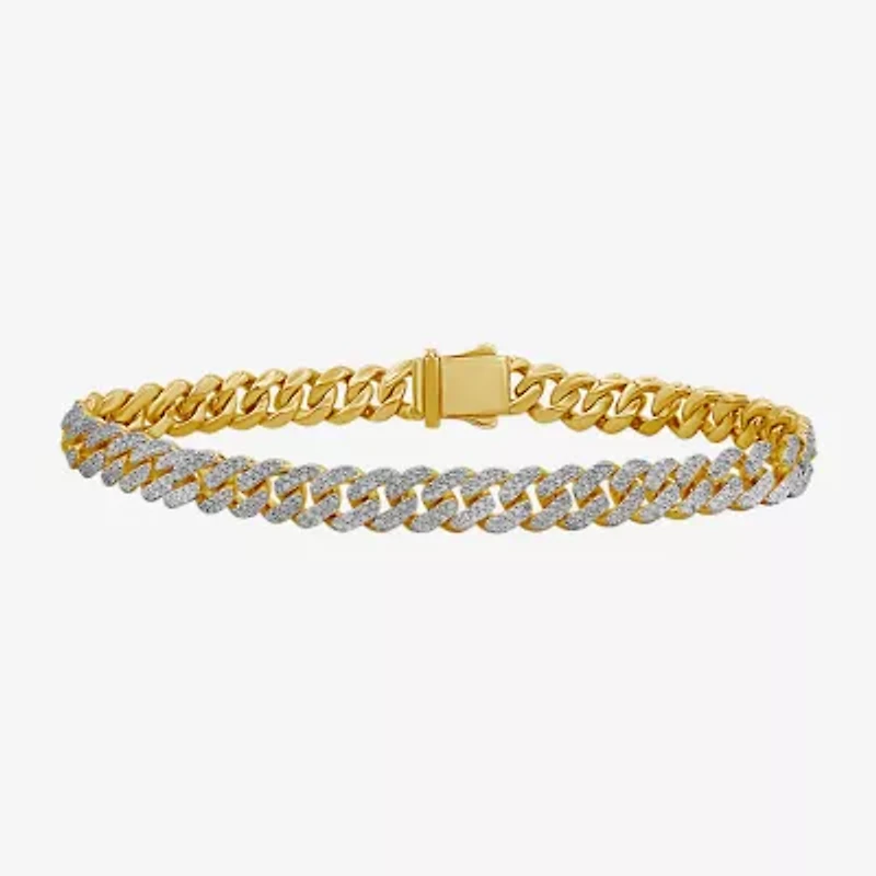 Mens 10K Gold 8 1/2 Inch Link Chain Bracelet