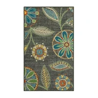 Maples Modern Floral Collection Washable Skid Resistant Indoor Rectangular Accent Rug