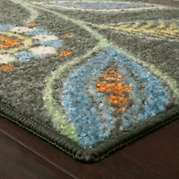 Maples Modern Floral Collection Washable Skid Resistant Indoor Rectangular Accent Rug