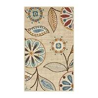 Maples Modern Floral Collection Washable Skid Resistant Indoor Rectangular Accent Rug