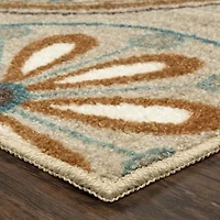 Maples Modern Floral Collection Washable Skid Resistant Indoor Rectangular Accent Rug