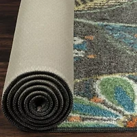 Maples Modern Floral Collection Washable Skid Resistant Indoor Rectangular Runner