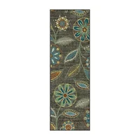 Maples Modern Floral Collection Washable Skid Resistant Indoor Rectangular Runner