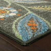 Maples Modern Floral Collection Washable Skid Resistant Indoor Rectangular Runner