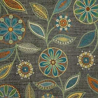 Maples Modern Floral Collection Washable Skid Resistant Indoor Rectangular Runner