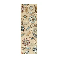 Maples Modern Floral Collection Washable Skid Resistant Indoor Rectangular Runner