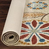 Maples Modern Floral Collection Skid Resistant Indoor Rectangular Area Rug