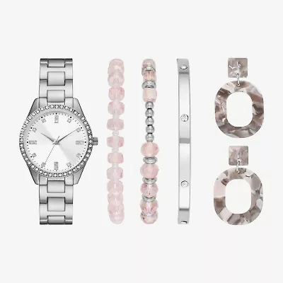 Ladies Boxed Sets Womens Crystal Accent Silver Tone 5-pc. Watch Boxed Set Fmdjset348