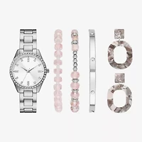 Ladies Boxed Sets Womens Crystal Accent Silver Tone 5-pc. Watch Boxed Set Fmdjset348
