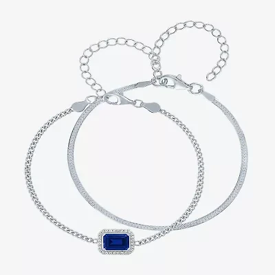Womens 2-pc. Blue Sapphire Sterling Silver Bracelet Set