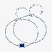 Womens 2-pc. Blue Sapphire Sterling Silver Bracelet Set