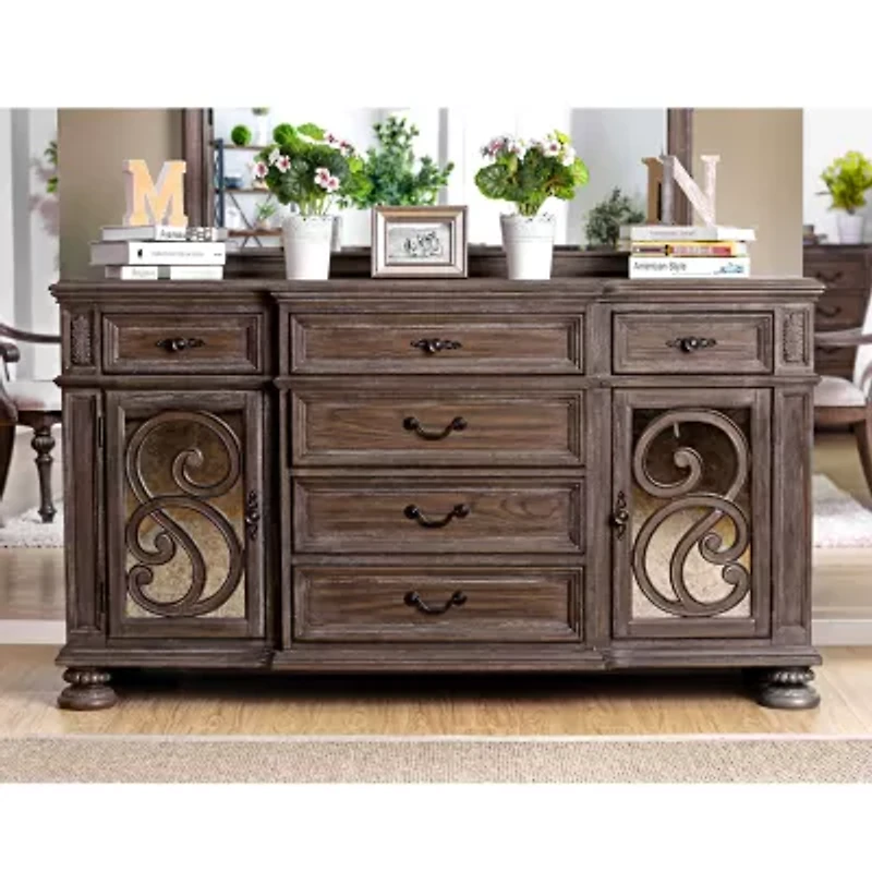 6 Drawer Rustic Wooden Server