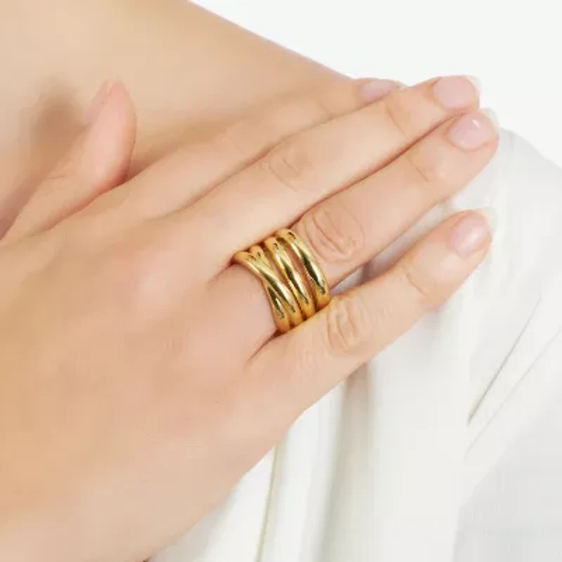 Sparkle Allure Womens 14K Gold Over Brass Band