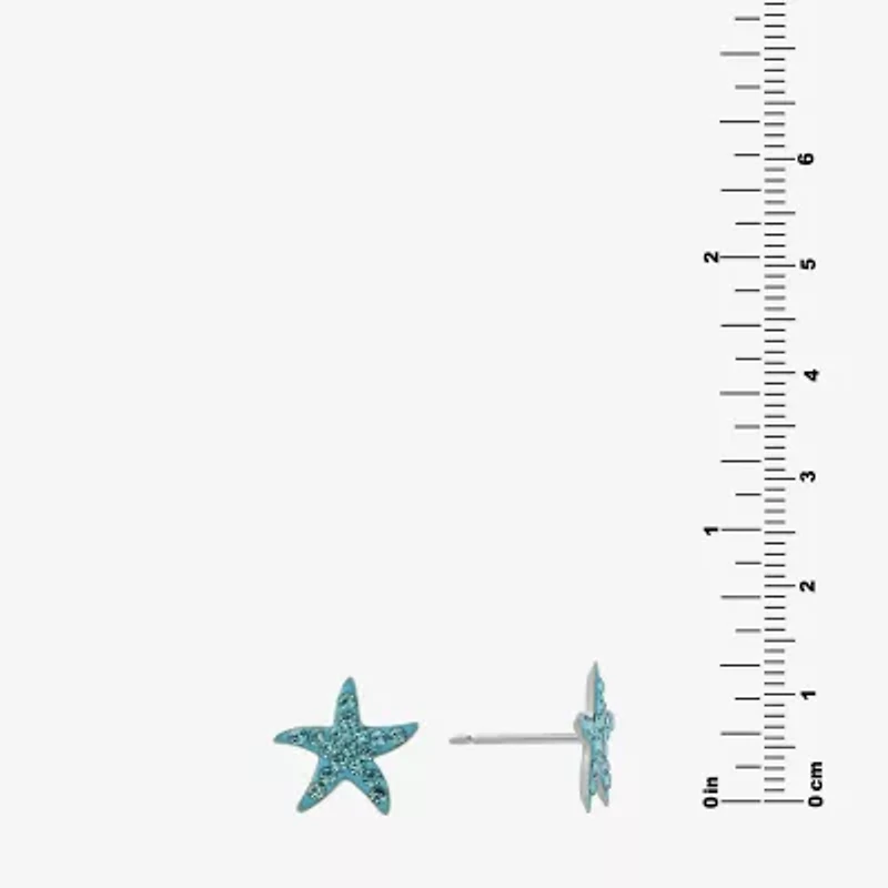 Silver Treasures Blue Crystal Sterling Silver 11mm Star Stud Earrings