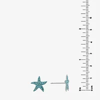 Silver Treasures Blue Crystal Sterling Silver 11mm Star Stud Earrings