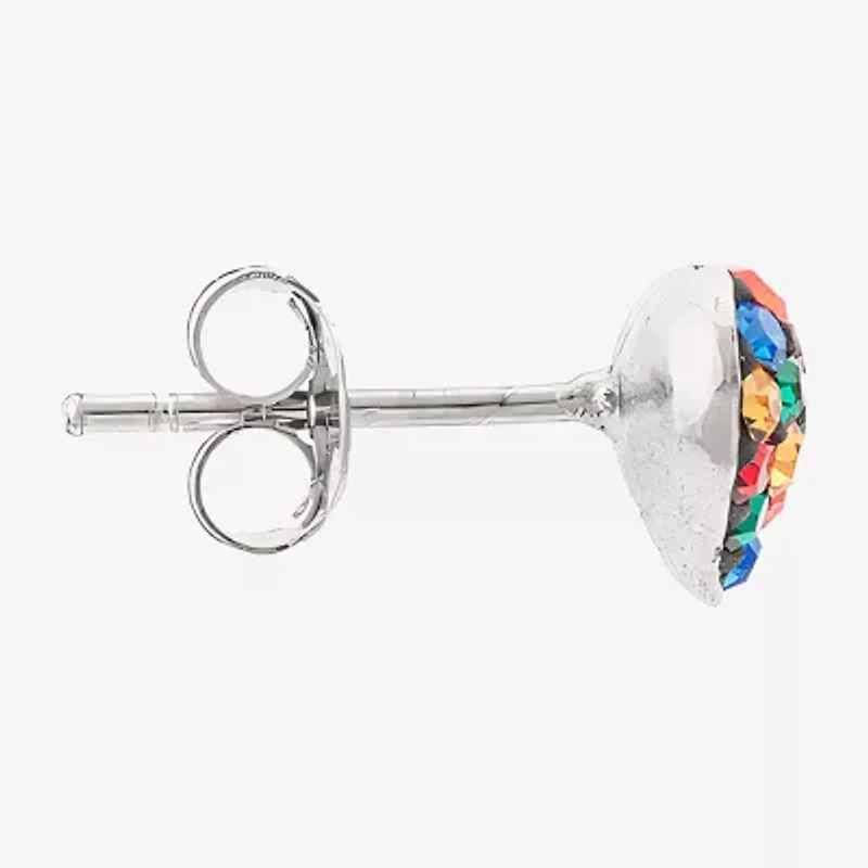 Silver Treasures Crystal Sterling 7.1mm Heart Stud Earrings
