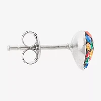 Silver Treasures Crystal Sterling 7.1mm Heart Stud Earrings