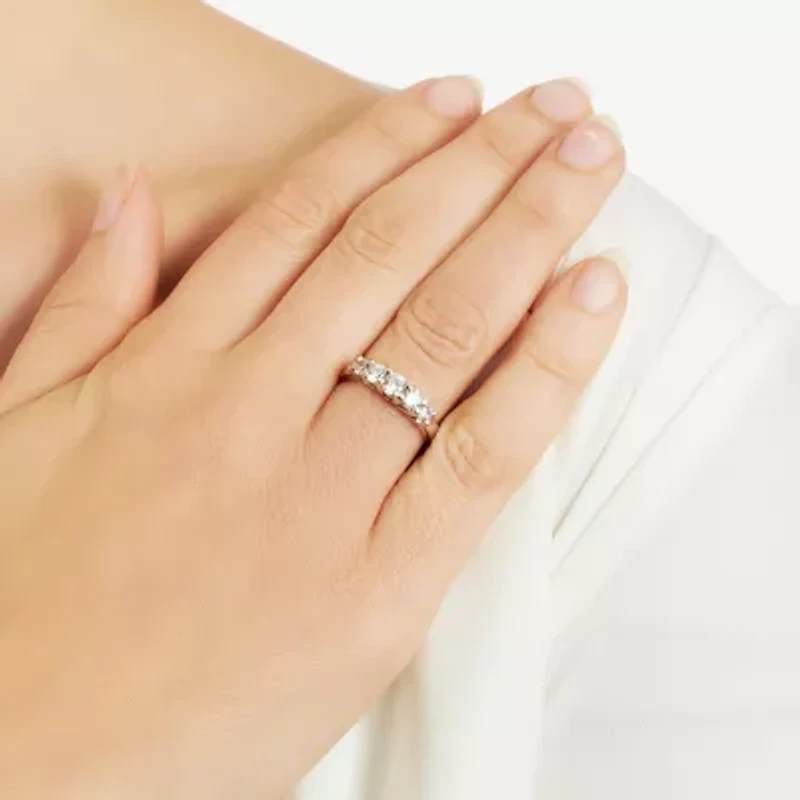 Sparkle Allure Womens 2MM Cubic Zirconia Pure Silver Over Brass Band