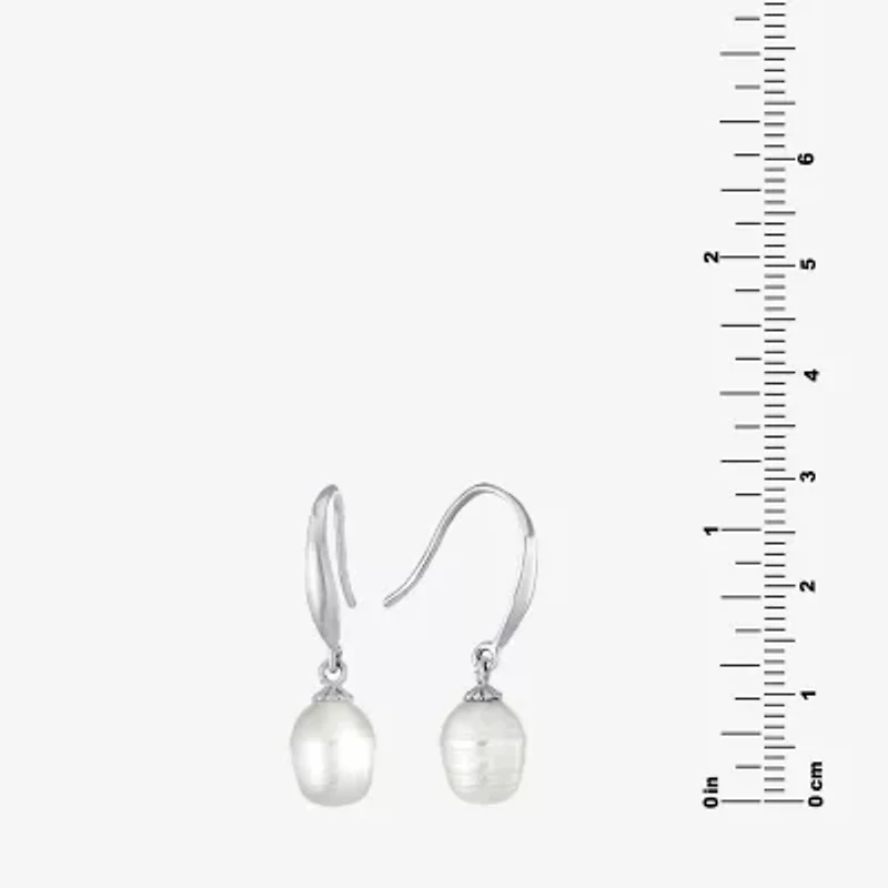 Silver Treasures Womens White Cultured Freshwater Pearl Sterling Silver Pear Drop Earrings