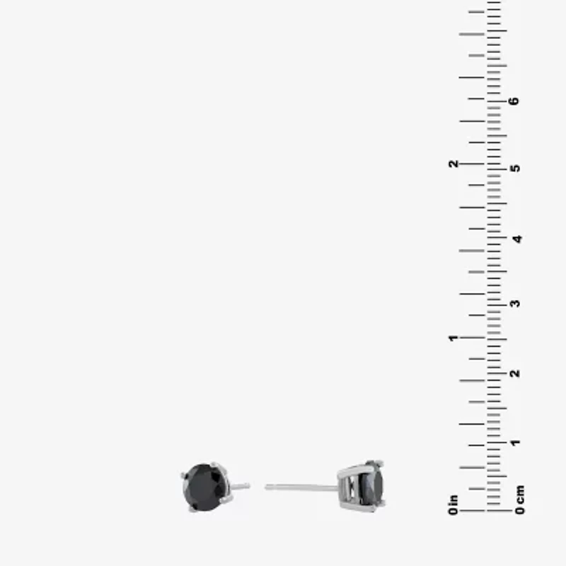 Silver Treasures Black Cubic Zirconia Sterling Silver 7mm Stud Earrings