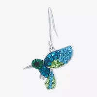 Silver Treasures Crystal Sterling Silver Drop Earrings