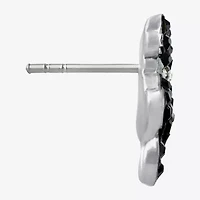 Silver Treasures Cat Black Crystal Sterling Silver 14.7mm Stud Earrings