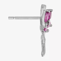 Silver Treasures Flamingo Pink Cubic Zirconia Sterling Silver 16.2mm Stud Earrings