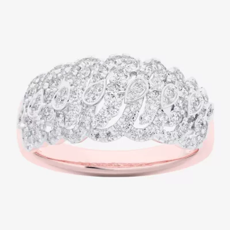 (G-H / Si1-Si2) Womens 3/4 CT. T.W. Lab Grown White Diamond 10K Rose Gold Band