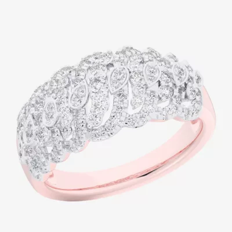 (G-H / Si1-Si2) Womens 3/4 CT. T.W. Lab Grown White Diamond 10K Rose Gold Band