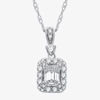 (G-H / Si1-I1) Womens 3/4 CT. T.W. Lab Grown White Diamond 10K White Gold 18 Inch Pendant Necklace